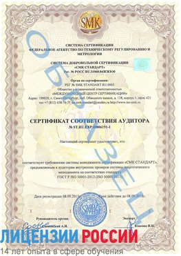 Образец сертификата соответствия аудитора №ST.RU.EXP.00006191-1 Аткарск Сертификат ISO 50001